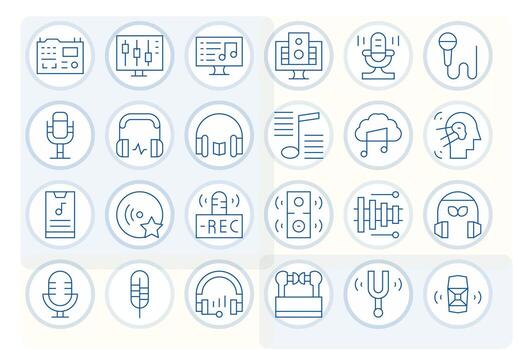 24 píxel alineado Delgado línea íconos diseñado para digital audio interfaz vector