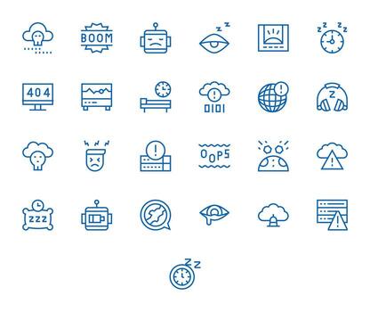 Downtime Complete Package with 25 256x256 Regular Line Display Perfect Icons vector