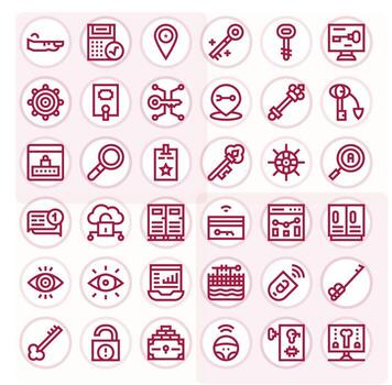 36 Icons for Key optimized in Pixel Aligned Retina Ready Bold Line resolution vector