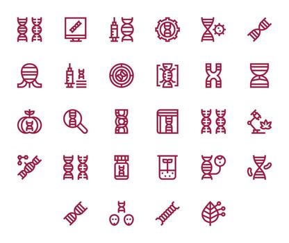 28 Pixel Optimized Icons themed around Biotechnology in Retina Ready Bold Line format vector