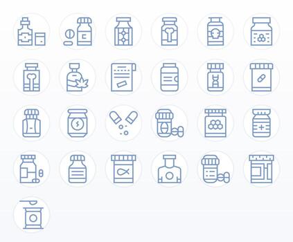 Supplement Professional Set with 25 Regular Line Pixel Optimized High Resolution Icons vector