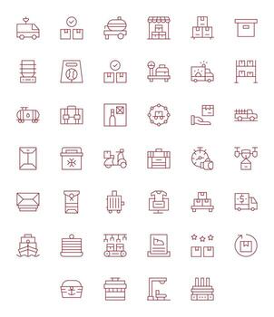 Shipping Design Icons featuring 40 Pixel Optimized Thin Line Style vector