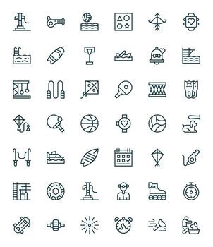 Activity Editable Set with 42 128x128 Regular Line Icons vector