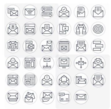 35 íconos para bandeja de entrada optimizado en editable 256x256 regular línea resolución vector
