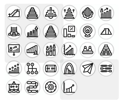28 64x64 Bold Line Icons optimized for Progression Pixel Aligned display vector