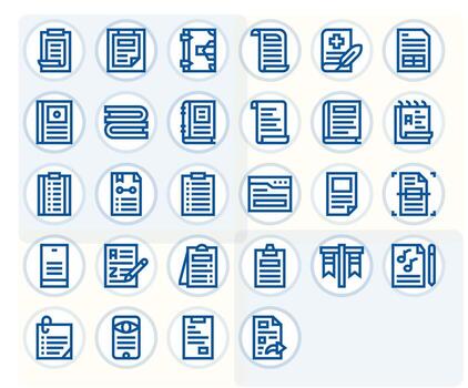 Notes Comprehensive Bundle with 28 Grid Fitted Bold Line High Resolution Icons vector