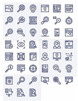 45 Retina Ready Bold Line Icons optimized for Find Grid Fitted display vector