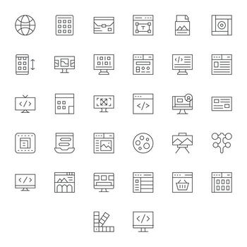 32 PIXEL Perfect Retina Ready Icons for Web Design in elegant Thin Line design vector