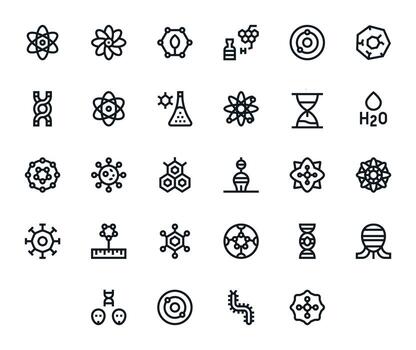 28 Pixel Aligned Bold Line Icons from Molecule Collection vector