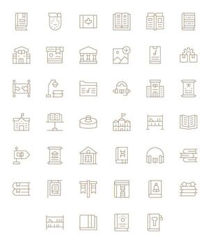 40 Thin Line Icons designed for Library in Retina Ready Grid Fitted format vector