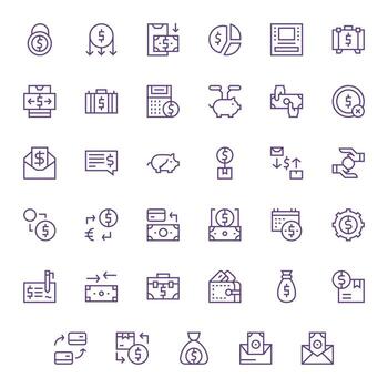 35 Icons for Funds optimized in Pixel Optimized Retina Ready Regular Line resolution vector