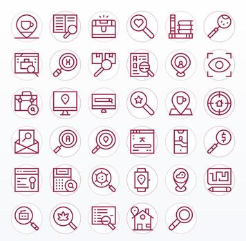 35 Regular Line Pixel Optimized Designs for Find 256x256 Icons vector