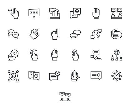 25 High Resolution Regular Line Icons optimized for Interaction PIXEL Perfect display vector