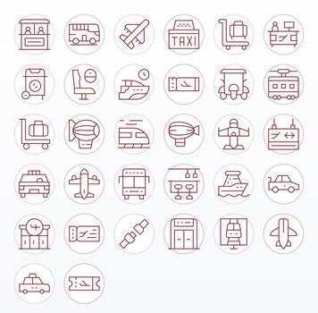 32 256x256 Delgado línea íconos optimizado para pasajero píxel Perfecto monitor vector