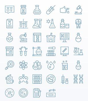 Lab Comprehensive Bundle with 40 Pixel Aligned Thin Line 128x128 Icons vector