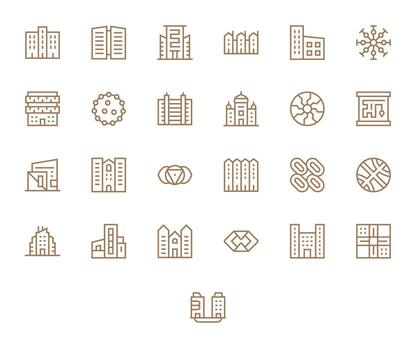 Complex 128x128 Icon Pack with 25 Regular Line Display Perfect Elements vector