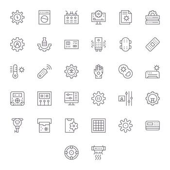 32 Icons for Control Panel optimized in Display Perfect 64x64 Thin Line resolution vector