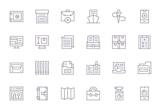 24 64x64 Icons for Folder in Display Perfect Thin Line Format vector