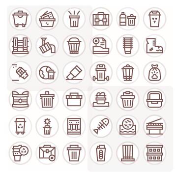 Bin Icon Toolkit featuring 36 Pixel Optimized 128x128 Bold Line elements vector