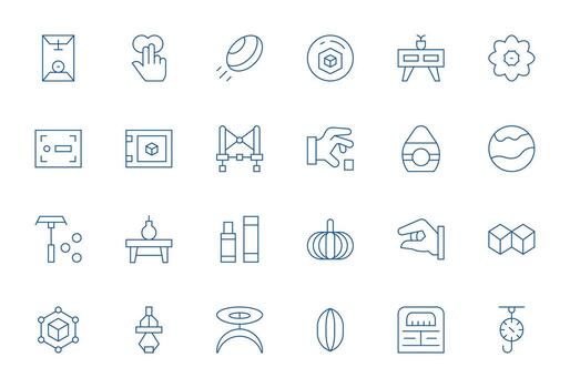Object featuring 24 128x128 Icons in Thin Line Design vector