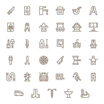 Utility Icon Toolkit featuring 35 Pixel Optimized 128x128 Regular Line elements vector