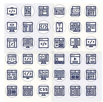 36 Bold Line Pixel Aligned 128x128 Icons from Html Suite vector