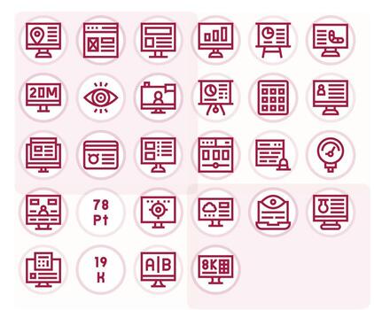 Data Display Exclusive Set featuring 28 Bold Line Editable High Resolution Icons vector