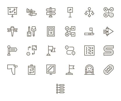 Path featuring 25 256x256 Icons in Regular Line Design vector