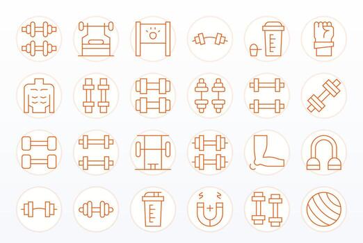 24 Icons for Muscle featuring Retina Ready Pixel Aligned Thin Line Graphics vector