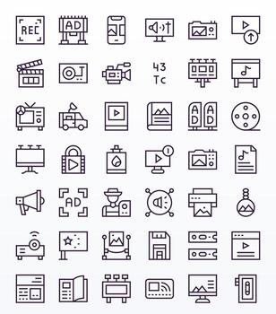 Media Modern Collection with 42 Regular Line High Resolution Editable Icons vector