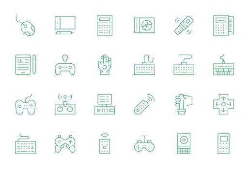 entrada dispositivo icono biblioteca con 24 Delgado línea alto resolución píxel optimizado diseños vector