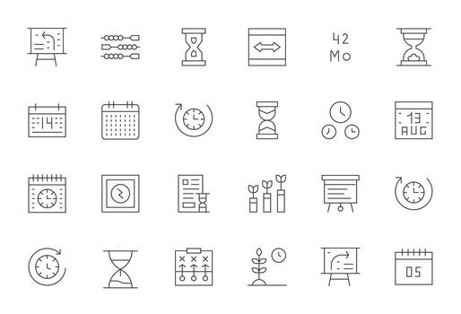 Timeline Essential Set including 24 Pixel Aligned Thin Line 256x256 Icons vector