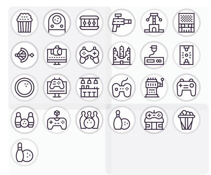Arcade Ultimate Package with 25 High Resolution Regular Line Pixel Aligned Icons vector
