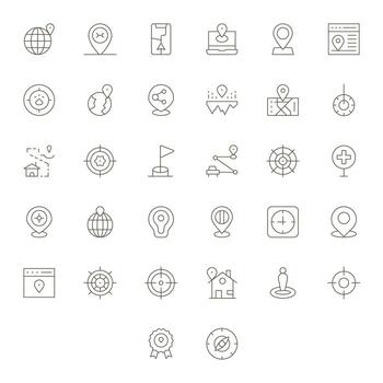 32 Thin Line Icons from Pinpoint in High Resolution PIXEL Perfect Quality vector