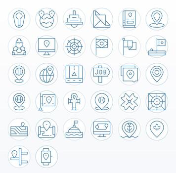 posición último paquete con 32 256x256 Delgado línea monitor Perfecto íconos vector