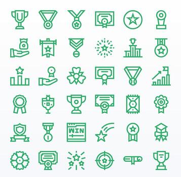 36 negrita línea píxel optimizado íconos para logro gráficos vector