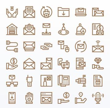 36 monitor Perfecto negrita línea íconos diseñado para recibir interfaz vector