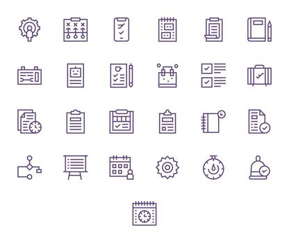 Task Ultimate Package with 25 256x256 Regular Line Pixel Aligned Icons vector
