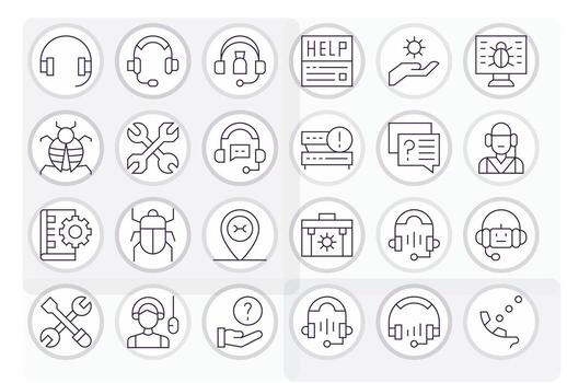 24 Thin Line Icons from Technical Support in 64x64 Editable Quality vector
