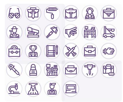 Work Icon Toolkit featuring 28 Pixel Aligned Retina Ready Bold Line elements vector