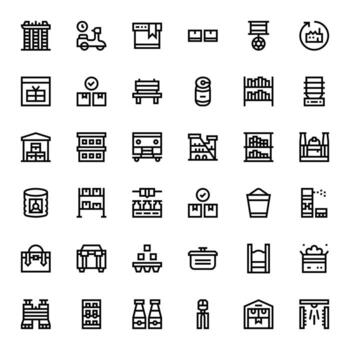 36 Bold Line Icons for Logistic in crisp 128x128 Editable resolution vector