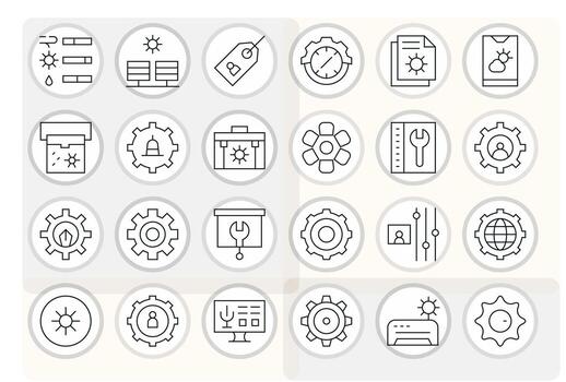 24 Thin Line Icons designed for Customization in 64x64 Pixel Aligned format vector
