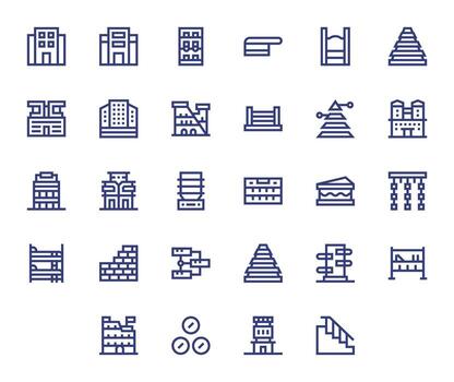 Multilevel Icon Set with 28 Bold Line Retina Ready Display Perfect Graphics vector