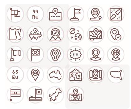 territorio escalable conjunto presentando 28 píxel alineado negrita línea alto resolución íconos vector