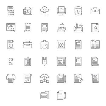 32 File Detail Enhanced Icons in High Resolution Thin Line Aesthetic vector