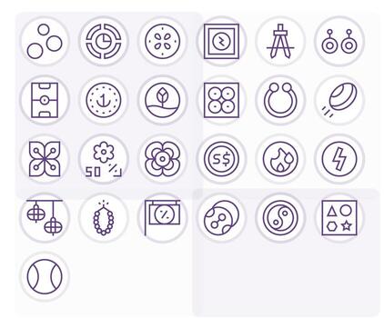 25 256x256 Pixel Aligned Icons for Circle in Regular Line Theme vector