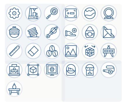 25 Regular Line Grid Fitted Icons crafted for Object 256x256 applications vector