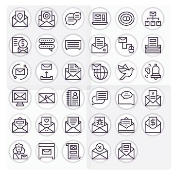 35 regular línea monitor Perfecto íconos a la medida para correo electrónico 256x256 interfaz vector