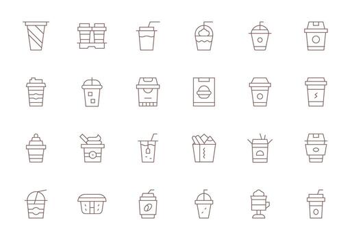 To Go Icon Library with 24 Thin Line 64x64 Pixel Optimized Designs vector
