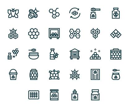 28 negrita línea íconos para panal en crujiente 64 x 64 píxel optimizado resolución vector